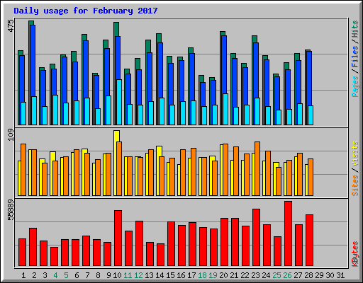 Daily usage for February 2017