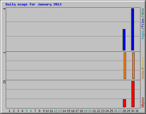 Daily usage for January 2013